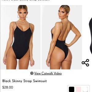 Black skinny strap swimsuit